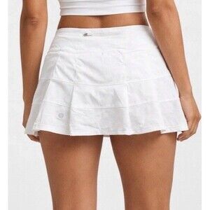 Lululemon Pace Rival Skirt White Tiered Tennis Skort Womens SZ 10 NWOT